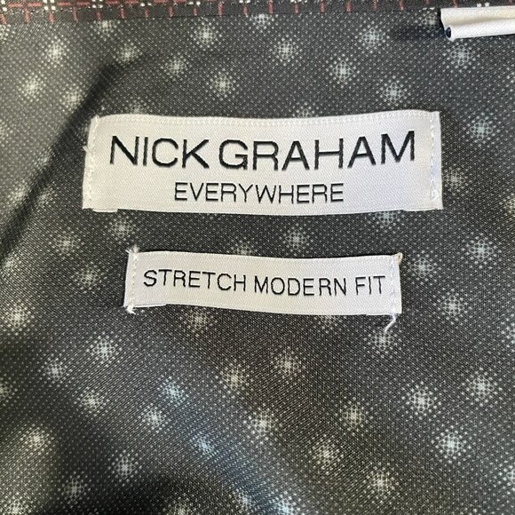 Nick Graham Black Dress Shirt Small Stretch Modern Fit Micro Print Long Sleeve - Picture 3 of 10